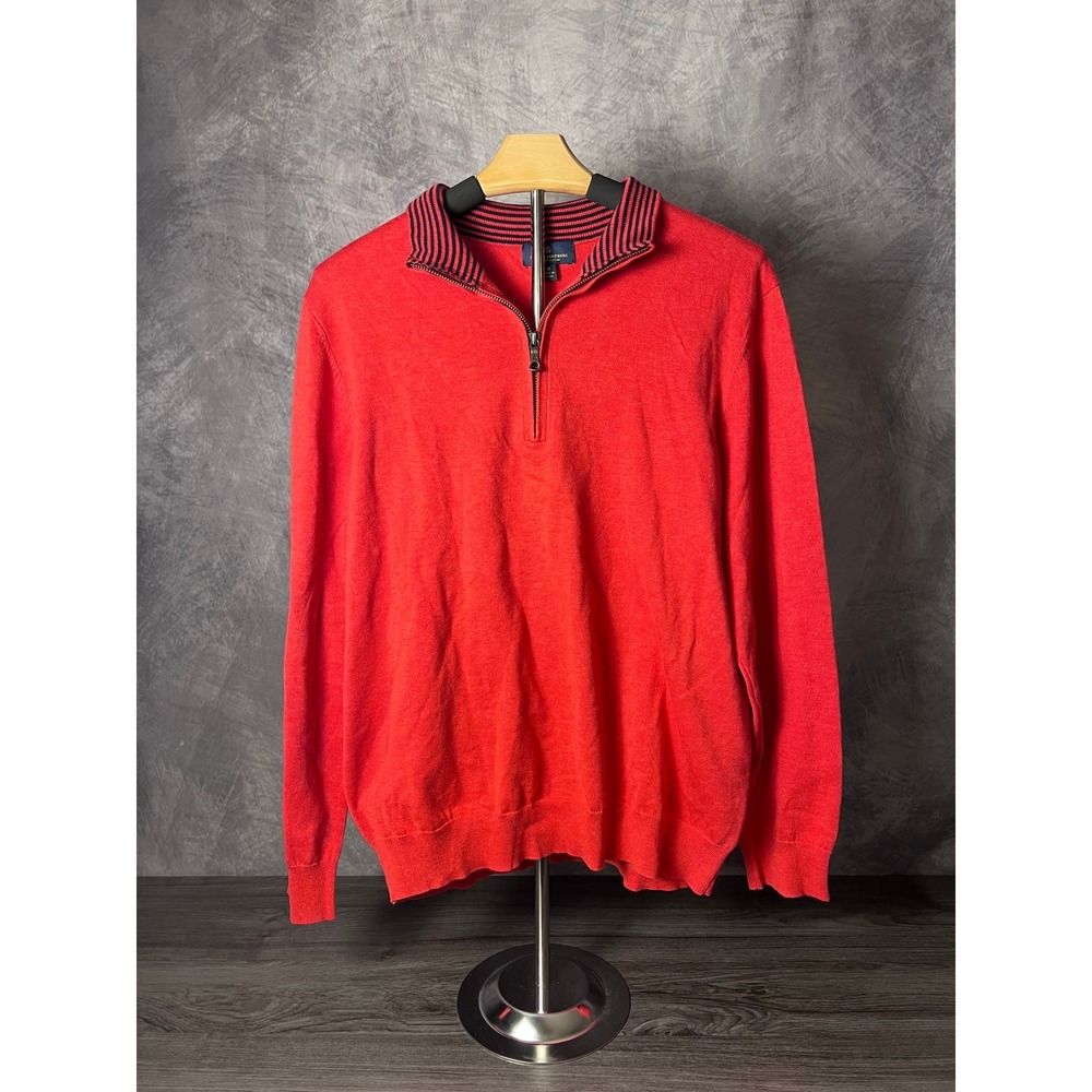 Brooks Brothers Supima Cotton Quarter Zip Red Pullover Sweater Men's Medium